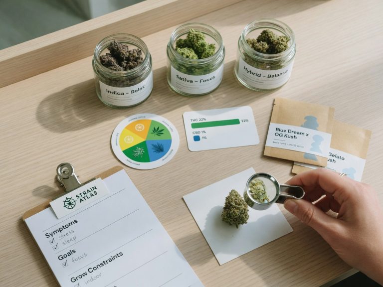 Max file size: 1.5mb! Photographic, eye-level countertop scene in a bright dispensary: a budtender’s